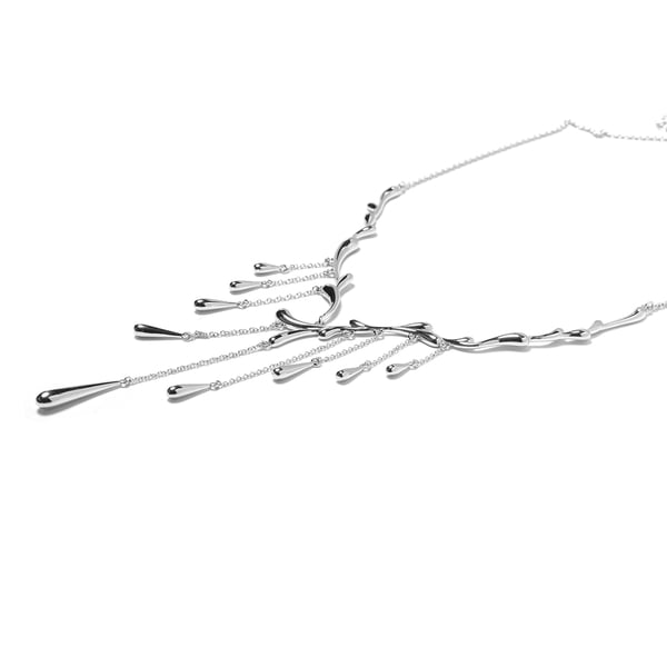 LucyQ Rhodium Overlay Sterling Silver Adjustable Drip Necklace (Size 16-20), Silver wt. 20.09 Gms