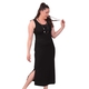 TAMSY Viscose Jersey Dress with Side Slit (Size XXL,24-26) - Black