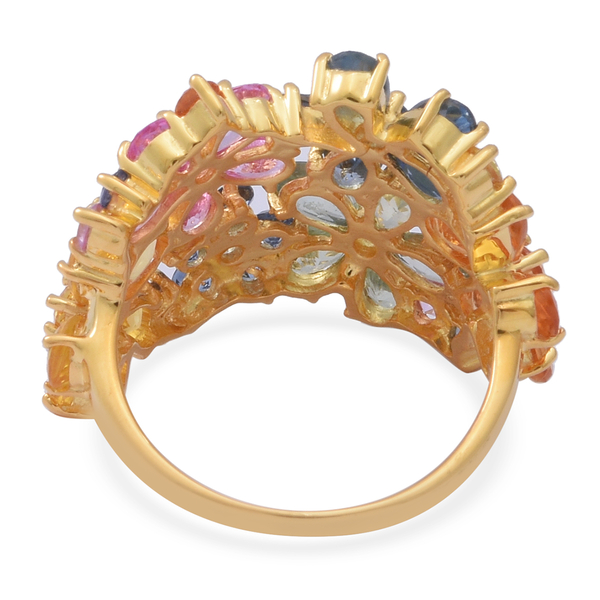 AAA Rainbow Sapphire  Ring in Gold Overlay Sterling Silver 7.51 Ct.