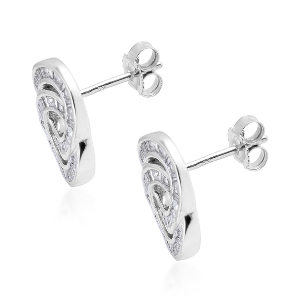 9K White Gold SGL Certified Diamond (Rnd) (I3/G-H) Twin Circle Earrings (with Push Back) 0.500 Ct.