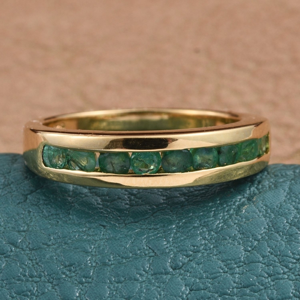 Kagem Zambian Emerald (Rnd) Half Eternity Band Ring in 14K Gold Overlay Sterling Silver 0.650 Ct.
