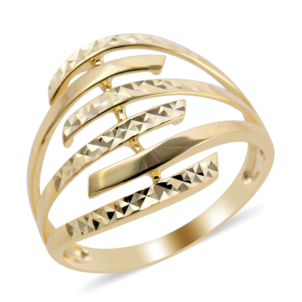 Close Out Deal- 9K Yellow Gold Diamond Cut Ring