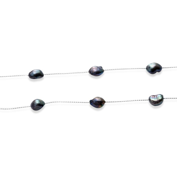 Fresh Water Peacock Pearl Necklace (Size 48) in Rhodium Plated Sterling Silver 180.000 Ct.