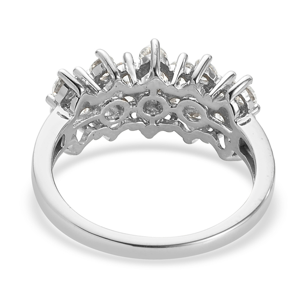 Lustro Stella Platinum Overlay Sterling Silver Cluster Ring Made with Finest CZ 2.47 Ct.