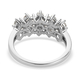 Lustro Stella Platinum Overlay Sterling Silver Cluster Ring Made with Finest CZ 2.47 Ct.