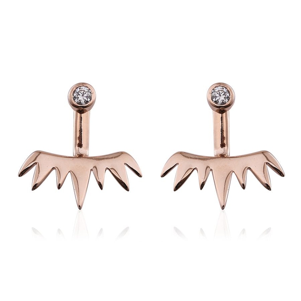 Lustro Stella - Rose Gold Overlay Sterling Silver (Rnd) Jacket Earrings (with Push Back) Made with F