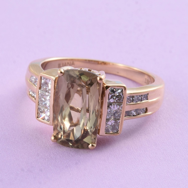 ILIANA 18K Y Gold AAA Natural Turkizite (Cush 3.90 Ct), Diamond (SI-G-H) Ring 4.750 Ct.