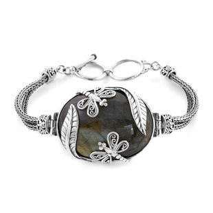 SAJEN SILVER - Labradorite Bracelet (Size - 7.5) in Sterling Silver 65.00 Ct, Silver Wt. 30.00 Gms