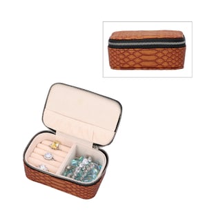 Dragon Skin Pattern Mini Pocket Jewellery Box (Size 13x8x5.5cm) - Brown