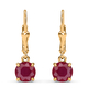 African Ruby (FF) Lever Back Earrings in 14K Gold Overlay Sterling Silver 4.13 Ct.