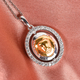 Natural Cambodian Zircon Zodiac-Leo Pendant with Chain (Size 20) in Yellow Gold and Platinum Overlay Sterling Silver, Silver wt. 7.00 Gms