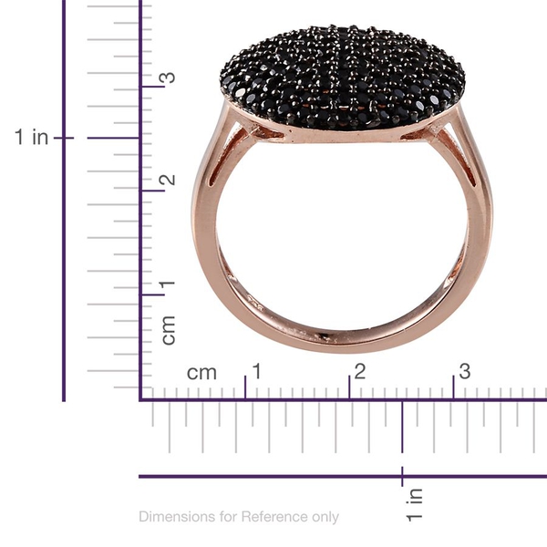 Boi Ploi Black Spinel (Rnd) Cluster Ring in Rose Gold Overlay Sterling Silver 1.500 Ct.
