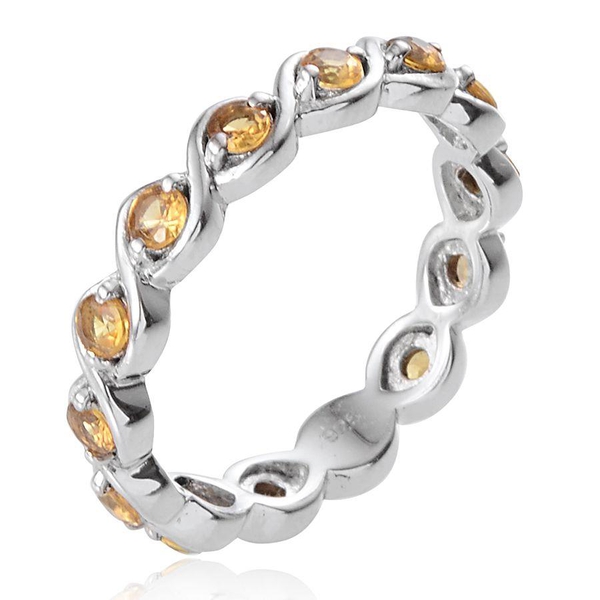 Yellow Sapphire (Rnd) Full Eternity Ring in Platinum Overlay Sterling Silver 1.250 Ct.