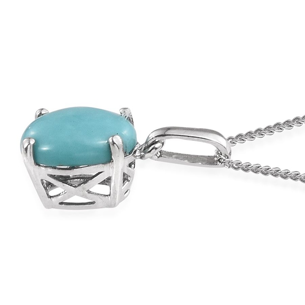 Sonoran Turquoise (Ovl) Solitaire Pendant With Chain in Platinum Overlay Sterling Silver 2.250 Ct.