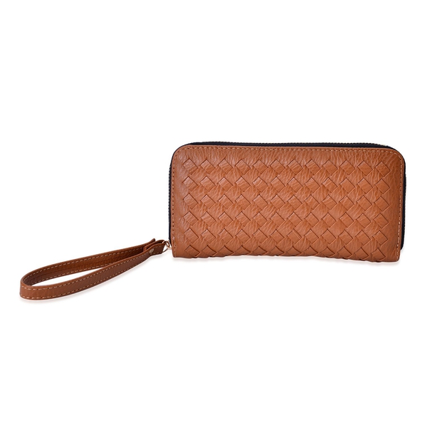 Celina Classic Tan Intrecciato Textured Wallet And Cardholder Set (Size 19x9x2.5 Cm and 9x8.5x4.5 Cm)