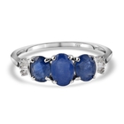 (Size M) 9K White Gold Natural Blue Sapphire and White Diamond Ring (Size M) 1.53 Ct.