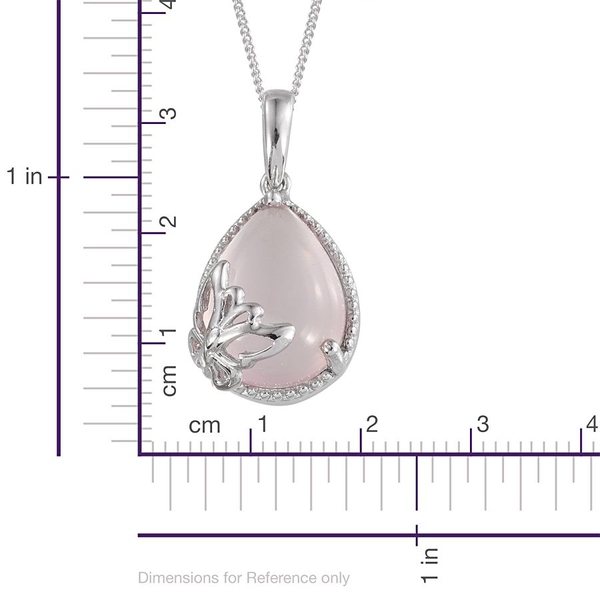 Rose Quartz (Pear) Solitaire Pendant With Chain in Platinum Overlay Sterling Silver 7.750 Ct.