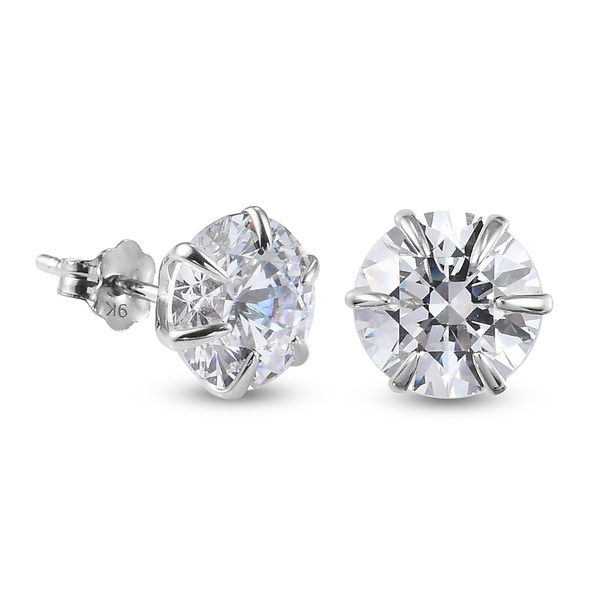 Lustro Stella 9K White Gold Earrings (with Push Back) Made with Finest CZ 5.44 Ct