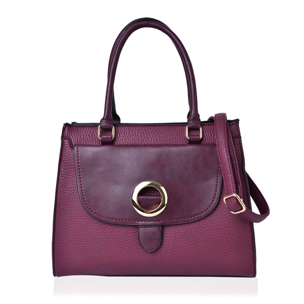 Timeless Collection Burgundy Colour Tote Bag with External Zipper Pocket and Adjustable and Removabl