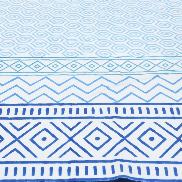 100% Cotton Blue and White Colour Hand Block Printed Table Cover (Size 150x150 Cm)