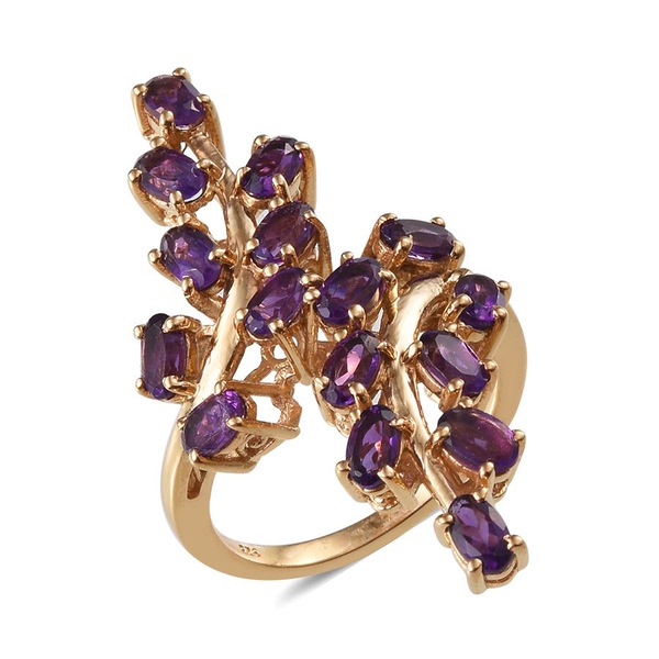 Lusaka Amethyst (Ovl) Crossover Ring in 14K Gold Overlay Sterling Silver 3.500 Ct.