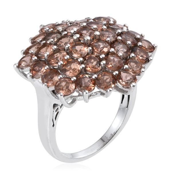 Jenipapo Andalusite (Rnd) Cluster Ring in Platinum Overlay Sterling Silver 6.500 Ct.