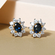 Natural Monte Belo Indicolite and Natural Cambodian Zircon Stud Earrings (With Push Back) in 14K Gold Overlay Sterling Silver