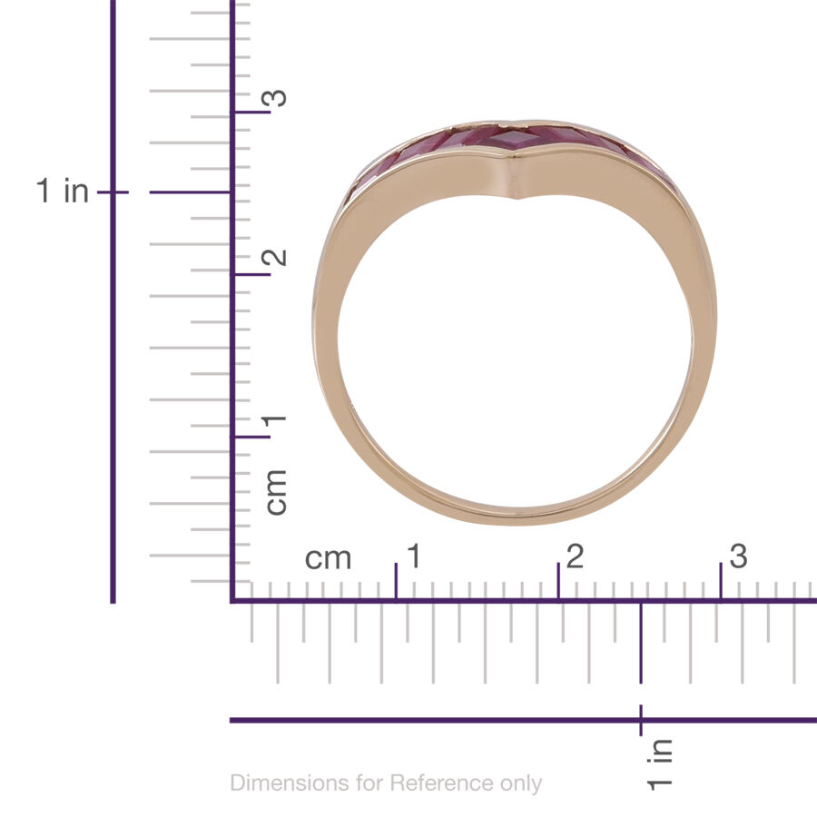 9K Y Gold AAA Ruby (Sqr) 7 Stone Wishbone Ring 1.750 Ct.