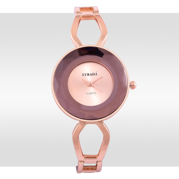 STRADA Japanese Movement Rose Dial Water Resistant Watch in Rose Gold Tone with Stainless Steel Back and Chain Strap