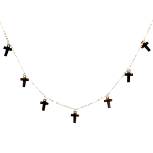 Cross Station Necklace in 9K Gold 17.5 Inch