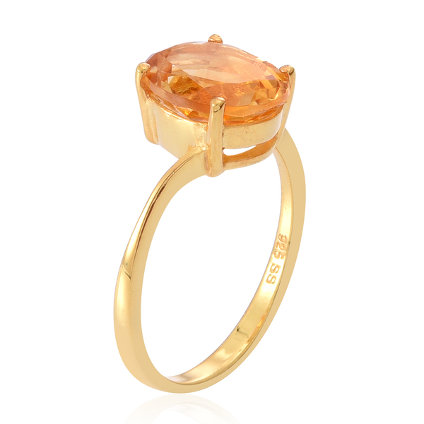 Citrine (Ovl) Solitaire Ring in Yellow Gold Overlay Sterling Silver 3.500 Ct.