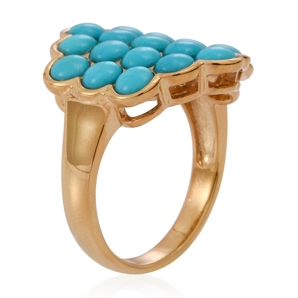 Arizona Sleeping Beauty Turquoise (Rnd) Cluster Ring in 14K Gold Overlay Sterling Silver 3.500 Ct.