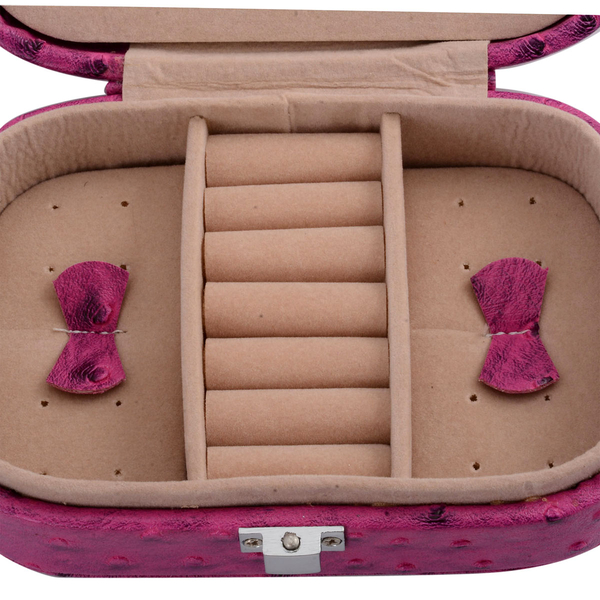 Ostrich Pattern Pink Colour Jewellery Box with Mirror Inside (Size 15x10x5 Cm)