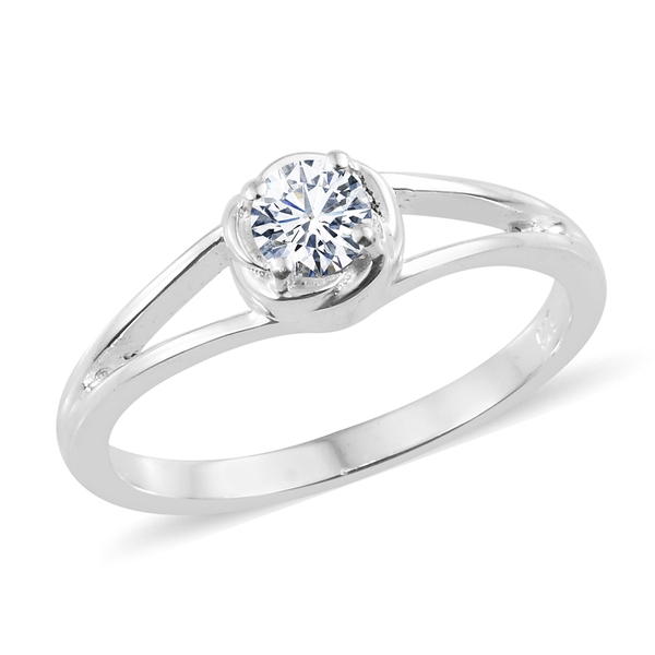 J Francis - Sterling Silver (Rnd) Solitaire Ring Made with Finest CZ