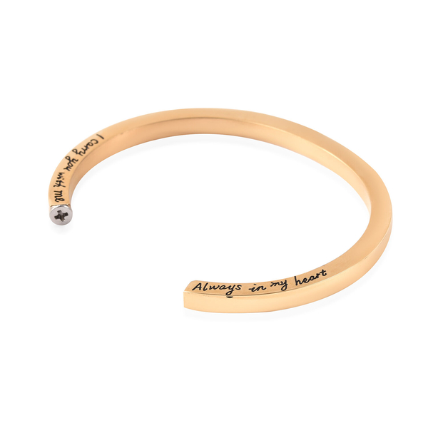 2 Piece Set - Engraved Message Memorial Bangle (Size 7), Screw Drive and Funnel with Needle in Yellow Gold Tone