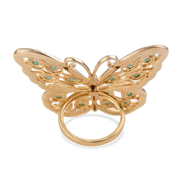 Kagem Zambian Emerald (Rnd) Butterfly Ring in 14K Gold Overlay Sterling Silver 2.500 Ct.