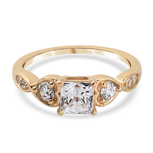 Lustro Stella 14K Yellow Gold Overlay Sterling Silver Ring Made with Finest CZ 1.87 Ct.