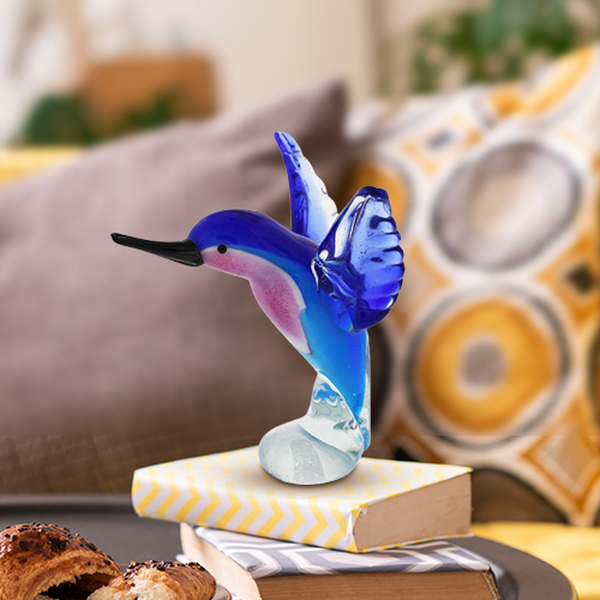 WIDDOP Handblown Glass Objets DArt Figurine - Hummingbird (Size 15x5cm)