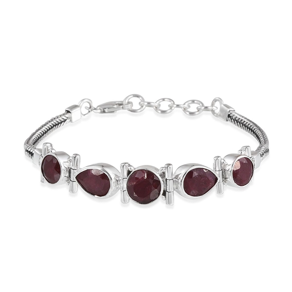Ruby (Colour Enhanced) Bracelet (Size 7.5 to 8.5 Inch) in Sterling Silver 12.730 Ct.