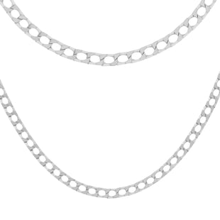 Sterling Silver Diamond Cut Square Curb Chain (Size 16), Silver wt 6.50 Gms