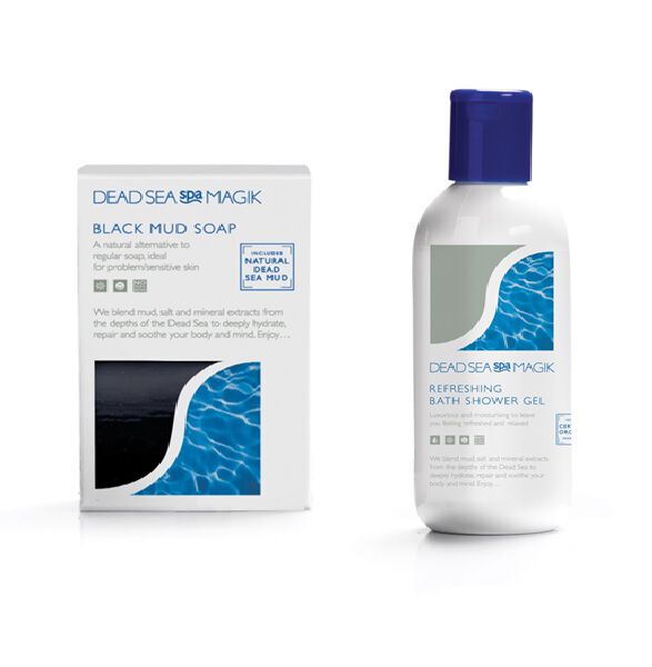 Dead Sea Spa Magik Bath Salts and Black Mud Soap Set in UK TJC