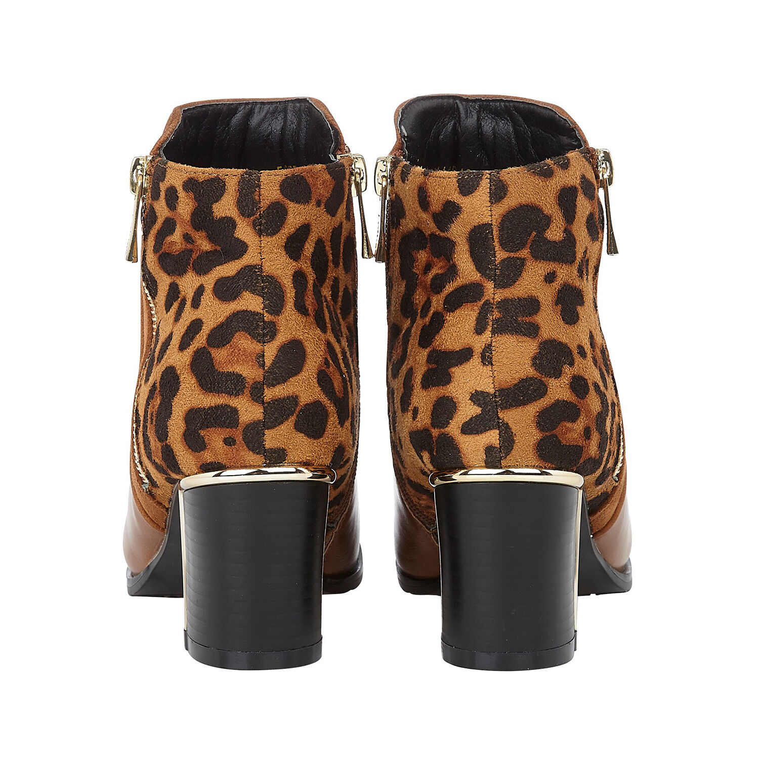 Lotus Black &amp; Leopard-Print Greeve Ankle Boots (Size 3)