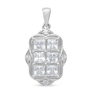 Lustro Stella Rhodium Overlay Sterling Silver Pendant  Made with Finest CZ 4.49 Ct.