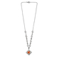 Lustro Stella Astral Pink Crystal and White Crystal Necklace (Size 18) in Silver Tone