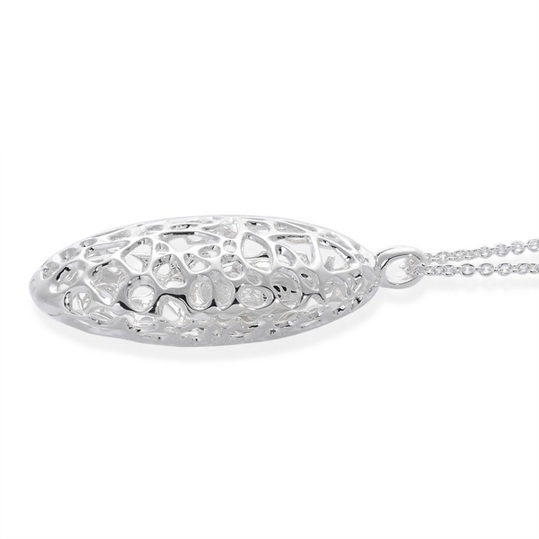RACHEL GALLEY Sterling Silver Charmed Pebble Locket Necklace (Size 30), Silver wt 28.26 Gms.