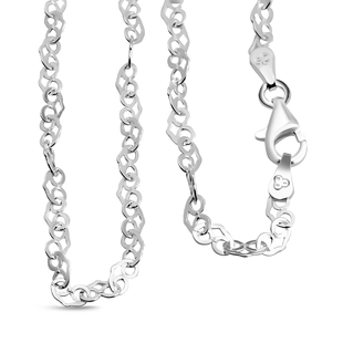 Sterling Silver Heart Link Chain (Size 16) with Lobster Clasp, Silver wt 3.50 Gms