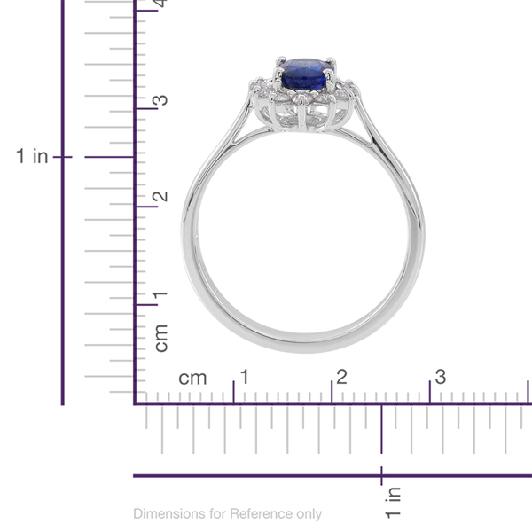 ILIANA 18K White Gold AAA Ceylon Sapphire (Ovl 1.00 Ct), Diamond (SI/G-H) Ring 1.250 Ct.