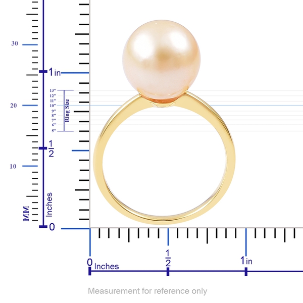 South Sea Golden Pearl (Rnd 11-12 mm) Ring in Yellow Gold Overlay Sterling Silver