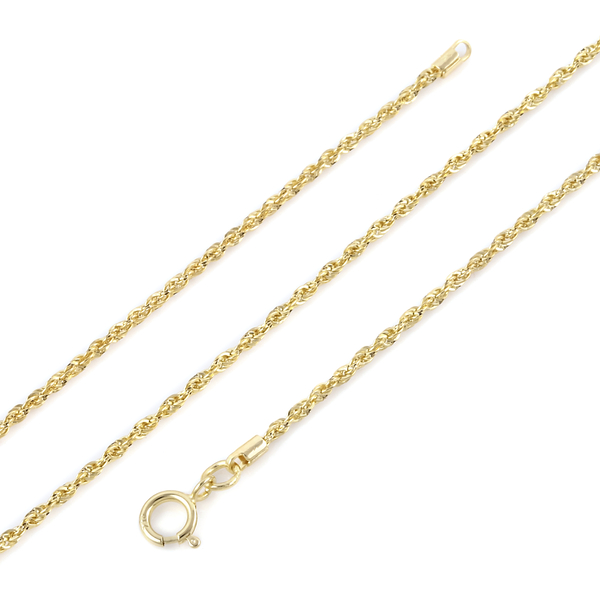 ILIANA 18K Yellow Gold Rope Necklace with Spring Ring Clasp (Size - 20) With Spring Ring Clasp.