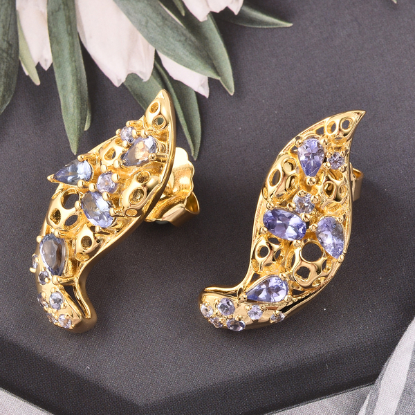 RACHEL GALLEY Misto Collection - Tanzanite Earrings (with Push Back) in Yellow Gold Overlay Sterling